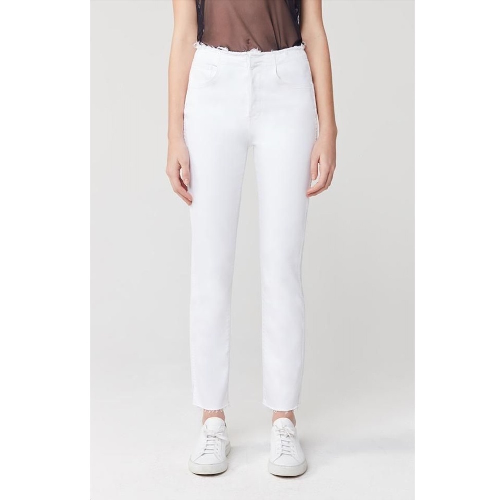 3x1 Shelter slim jeans, high rise, raw edge, yuki white, size 27